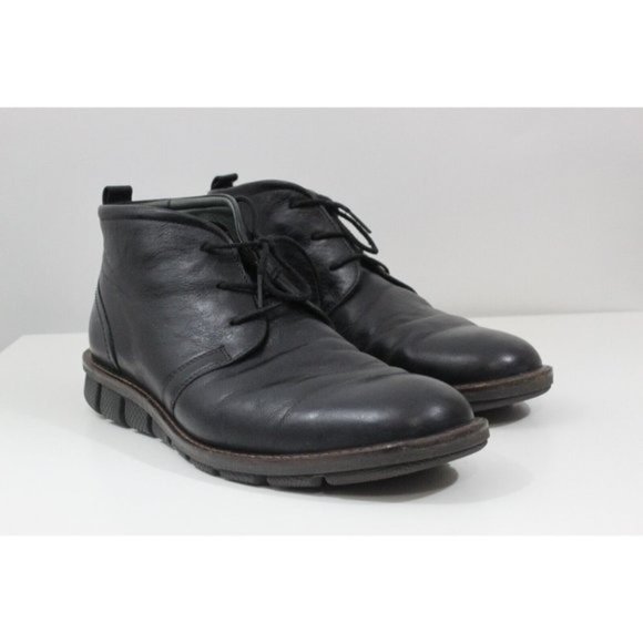 Ecco Men Boots Jeremy Hybrid Danish Designs Chukka Leather Black Size 43 US 9 - Picture 1 of 11